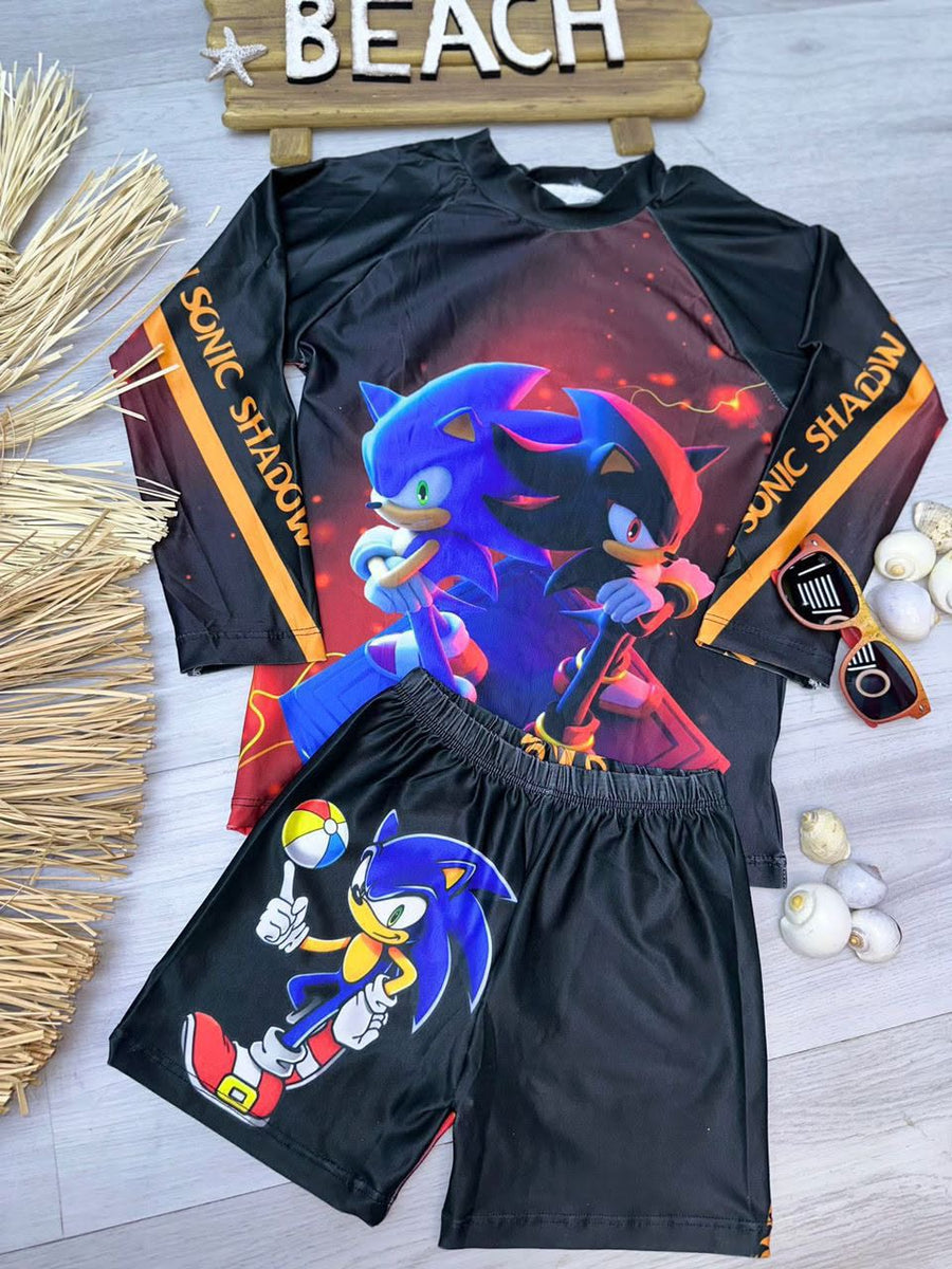 Traje de baño para niño diseño Sonic y Shadow